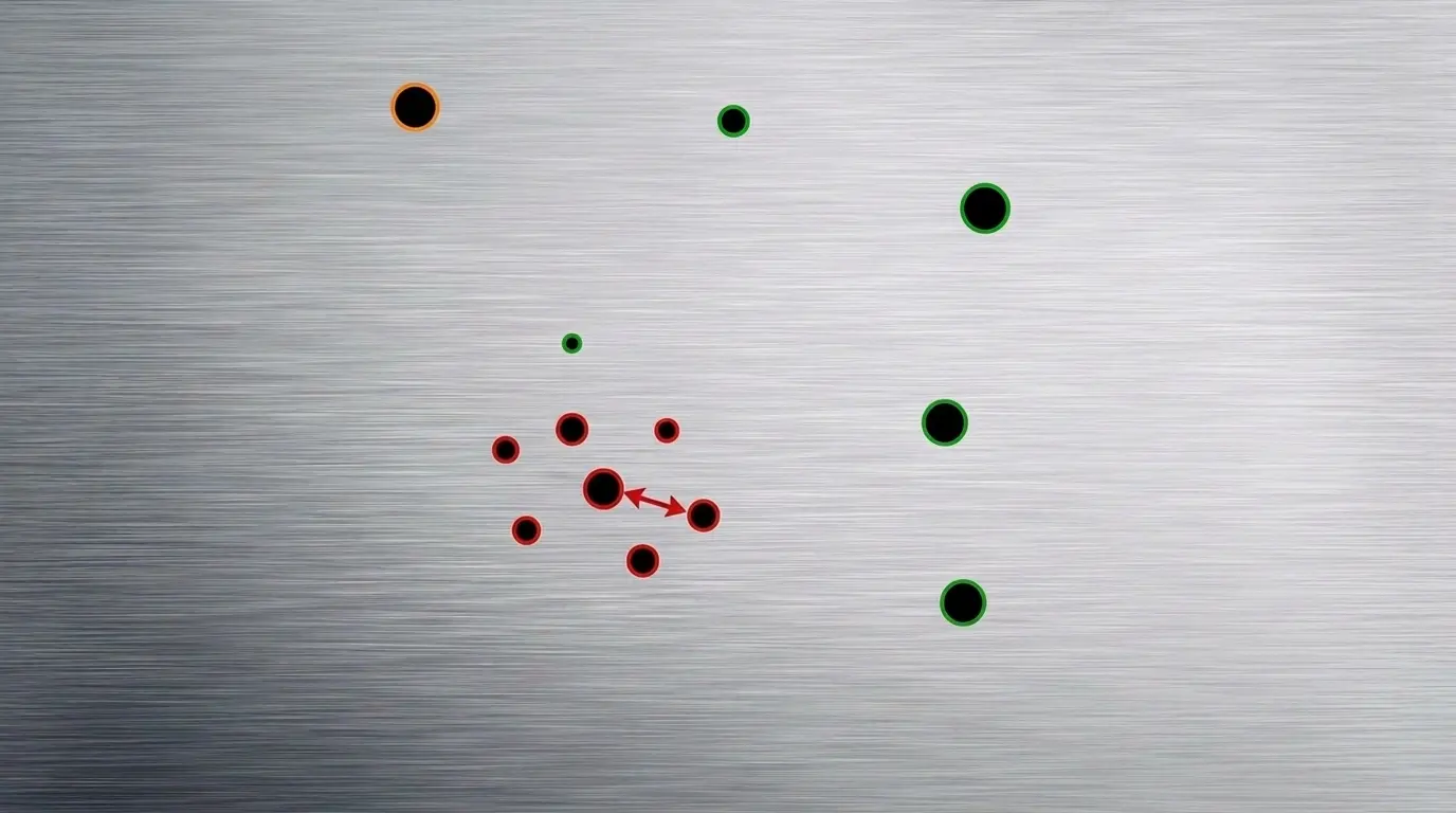 Machined surface with porosity classified by Magpie software